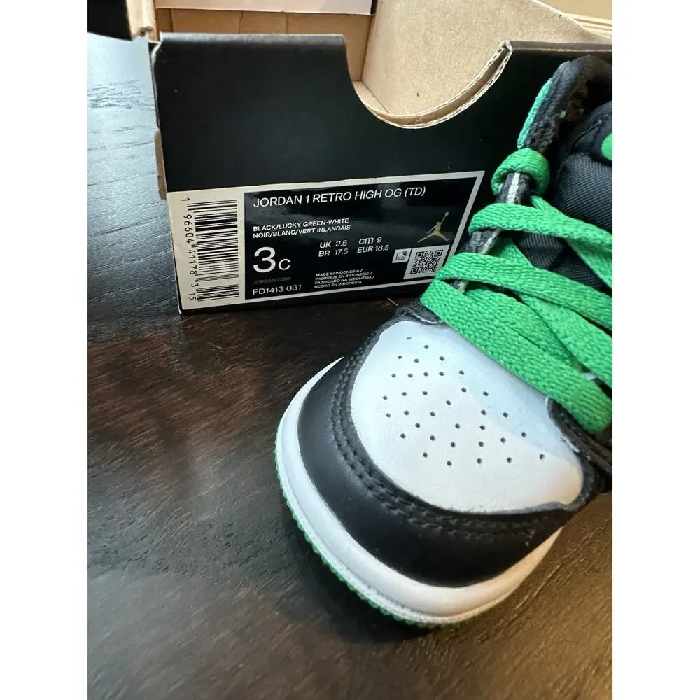 Toddlers Air Jordan RETRO 1 HIGH OG 'LUCKY GREEN' Size 3C